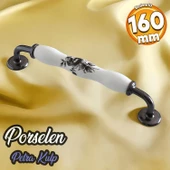 Petra Gerçek Porselen Beyaz Füme 160 mm Mobilya Mutfak Kulp Çekmece Dolap Kulplar Kapak Kulpu Kulbu - 1