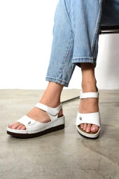 Albishoes Kadın Hafif Topuklu 4,5 Cm Rahat Yumuşak Taban Kadın Sandalet Günlük Anatomik Sandalet - 3