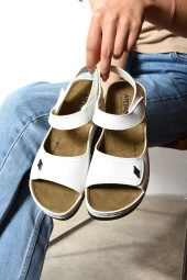 Albishoes Kadın Hafif Topuklu 4,5 Cm Rahat Yumuşak Taban Kadın Sandalet Günlük Anatomik Sandalet - 4