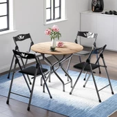 Eportatif Mutfak Masa Sandalye Takımı Bahçe Yemek Masa Seti Yuvarlak Çam 1387 thumbnail 1