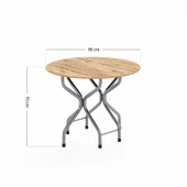 Eportatif Mutfak Masa Sandalye Takımı Bahçe Yemek Masa Seti Yuvarlak Çam 1387 thumbnail 6