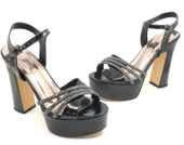 Feles Çapraz 13 cm Yüksek Platform Topuklu Taşlı Kadın Abiye Ayakkabı thumbnail 12