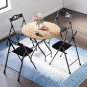 Eportatif Mutfak Masa Sandalye Takımı Bahçe Yemek Masa Seti Yuvarlak Çam 1387 thumbnail 2