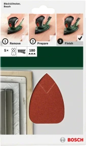 Bosch - Multi Zımpara Kağıdı 5'li, 95 x 135 mm 180 Kum 4 Delik thumbnail 2