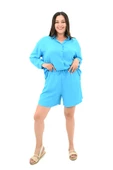 Kadın Büyük Beden Uzun Kollu Şortlu İkili Takım 8127-25 - 9
