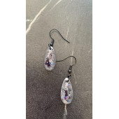 Şeffaf Renkli Siyah Simli Pullu Glitterli Aksesuarlı Damla Şekil Sallantılı Epoksi Küpe Hediyelik thumbnail 2