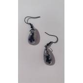 Şeffaf Renkli Siyah Simli Pullu Glitterli Aksesuarlı Damla Şekil Sallantılı Epoksi Küpe Hediyelik thumbnail 3