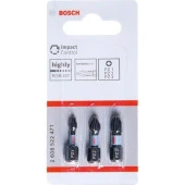 Bosch - Impact Control Serisi Vidalama Ucu PZ*25 mm 3'lü Set (PZ1/2/3) thumbnail 2