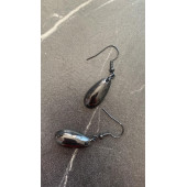 Parlak Siyah Renkli Siyah Aksesuarlı Damla Şekilli Sallantılı El Yapımı Epoksi Küpe Hediyelik - 5