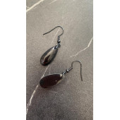 Parlak Siyah Renkli Siyah Aksesuarlı Damla Şekilli Sallantılı El Yapımı Epoksi Küpe Hediyelik - 6