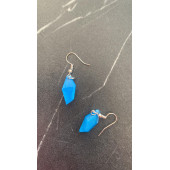 Okyanus Mavi Renkli Sedefli Parlak Kristal Şekilli Gümüş Aksesuarlı Küpe Epoksi El Yapımı Hediyelik thumbnail 2