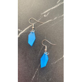 Okyanus Mavi Renkli Sedefli Parlak Kristal Şekilli Gümüş Aksesuarlı Küpe Epoksi El Yapımı Hediyelik thumbnail 5