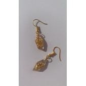 Şeffaf Renkli Gold Varak Süslemeli Gold Aksesuarlı Kristal Şekil Sallantılı Epoksi Küpe Hediyelik thumbnail 5