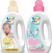 Uni Baby Yeni Doğan Çamaşır Deterjanı/Sabunu 1500ML (Sarı) + Yumuşatıcı 1500ML Hassas Ciltler İçin/Hipoalerjenik (Pembe) Karma (2 Li Set) - 1