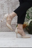 Feles 18-444 Çapraz  Şerit Taşlı Abiye Kadın Topuklu Ayakkabı Stiletto - 2