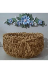 KAĞIT İPLİK DEKORATİF SEPET DÜZENLEYİCİ HASIR SEPET - 1