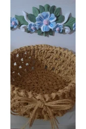 KAĞIT İPLİK DEKORATİF SEPET DÜZENLEYİCİ HASIR SEPET - 2
