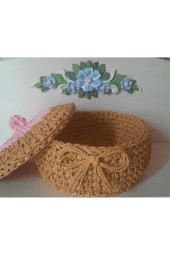 KAĞIT İPLİK DEKORATİF SEPET ÇOK AMAÇLI HASIR SEPET - 1