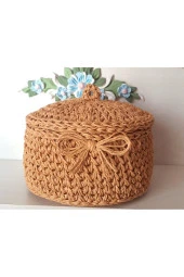 KAĞIT İPLİK HASIR DEKORATİF ÇOK AMAÇLI SEPET - 1