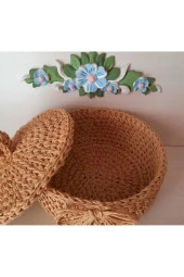 Kağıt Iplik Dekoratif Sepet Düzenleyici Hasır Sepet - 3