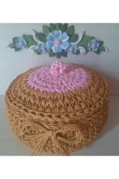 KAĞIT İPLİK DEKORATİF SEPET ÇOK AMAÇLI HASIR SEPET - 2