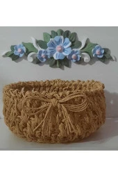 KAĞIT İPLİK DEKORATİF SEPET DÜZENLEYİCİ HASIR SEPET - 4