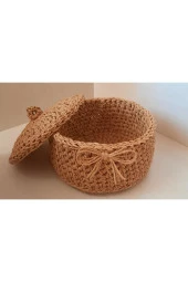 KAĞIT İPLİK HASIR DEKORATİF ÇOK AMAÇLI SEPET - 3