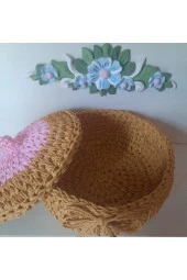 KAĞIT İPLİK DEKORATİF SEPET ÇOK AMAÇLI HASIR SEPET - 3