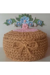 KAĞIT İPLİK DEKORATİF SEPET ÇOK AMAÇLI HASIR SEPET - 4