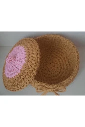 KAĞIT İPLİK DEKORATİF SEPET ÇOK AMAÇLI HASIR SEPET - 6