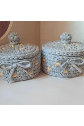 Çok Amaçlı Penye Sepet Düzenleyici Sepet Kapaklı Sepet - 1