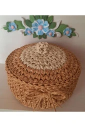 Çok Amaçlı Düzenleyici Sepet Dekoratif Hasır Sepet Kağıt Iplik El Yapımı Sepet - 2