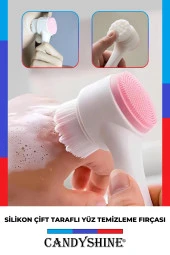Renkli Silikon Çift Taraflı Yüz Temizleme Fırçası thumbnail 1