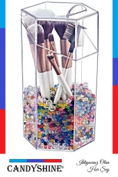 Kapaklı Büyük Boy Makyaj Fırça Düzenleme Kutusu Çok Amaçlı Dekoratif Altıgen Makyaj Organizer - 2