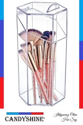 Kapaklı Büyük Boy Makyaj Fırça Düzenleme Kutusu Çok Amaçlı Dekoratif Altıgen Makyaj Organizer - 4