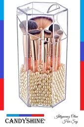 Kapaklı Büyük Boy Makyaj Fırça Düzenleme Kutusu Çok Amaçlı Dekoratif Altıgen Makyaj Organizer - 5