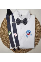 Baby Shark Konseptli Askı Papyon Gömlek - 1