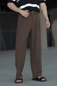 Erkek Pileli Baggy Kalıp Kumaş Pantolon - 7