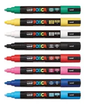 Uni Posca Su Bazlı Marker Seti 8li Ana Renkler 1.8 2.5mm PC5M thumbnail 2