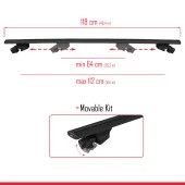 Ford Ranger 2011-2022 Arası ile uyumlu HOOK Model Anahtar Kilitli Ara Atkı Tavan Barı SİYAH - 3