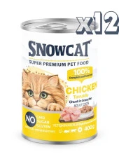 Snow Cat Premium Parça Etli Tavuklu Kedi Konservesi 12 Adet*400 G - 1