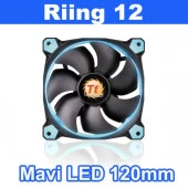 Thermaltake Riing CL-F038-PL12BU-A 120mm Mavi Halka Ledli Titreşimsiz Kasa ve Radyatör Fanı thumbnail 1