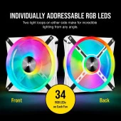 CORSAIR QL140-2 CO-9050106-Ww 14CM RGB KASA FANI+KONTROL ÜNİTELİ 2-Lİ PAKET BEYAZ - 4