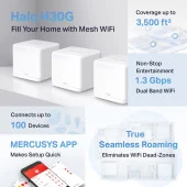 MERCUSYS HALO H30G-3 AC1300 DUAL BAND MESH ROUTER 3-lü paket - 3