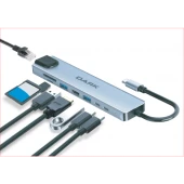 DARK USB 3.1 Type-C 8 in 1 Ethernet / HDMI / TF SD Kart Okuyucu / USB 3.0 - USB 2.0 / USB-C  USB-C PD Dönüştürücü Çevirici HUB - 1