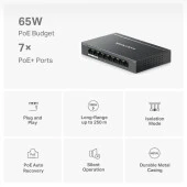MERCUSYS 8-PORT MS108GP GIGABIT YÖNETİLEMEZ 65W 7-PORT POE SWITCH thumbnail 4