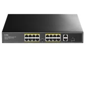 CUDY FS1018PS1 16 Port 10/100 1-SFP 200w Full PoE Yönetilemez Switch thumbnail 1