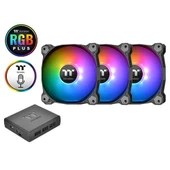 THERMALTAKE 12cm Pure Plus 12 RGB CL-F063-PL12SW-A Siyah 18x LED RGB 3lü Kasa Fanı Kiti 6pin Hız Kontrollü - 1