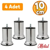 Mobilya Kanepe Baza Koltuk Destek Yükseltme Ayağı M8 Civatalı Krom Metal Ayakları 10 cm 4 Adet - 1