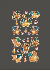 Charizard - Pokemon - sticker - parlak kağıt 2'li set thumbnail 5